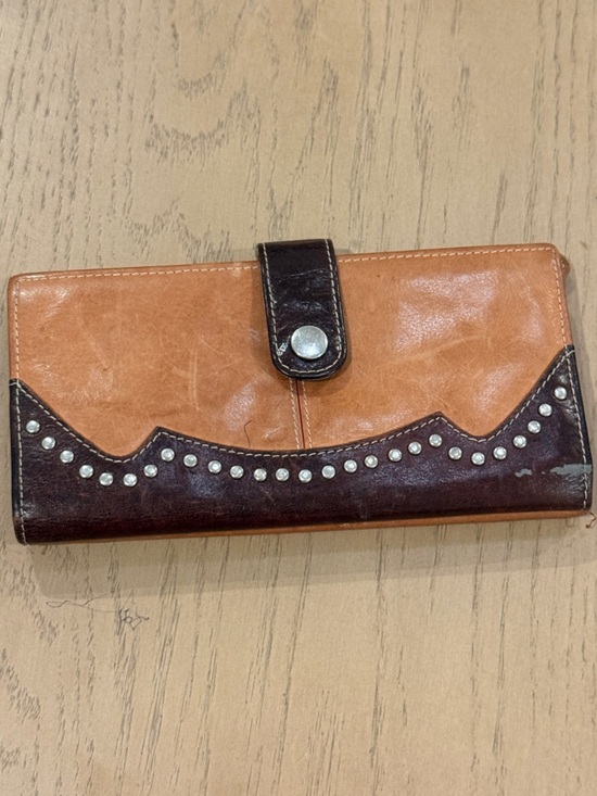 Handbags - Leather Two-Tone Studded Wallet - Brown/Tan